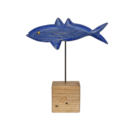 Escultura pez azul cobalto