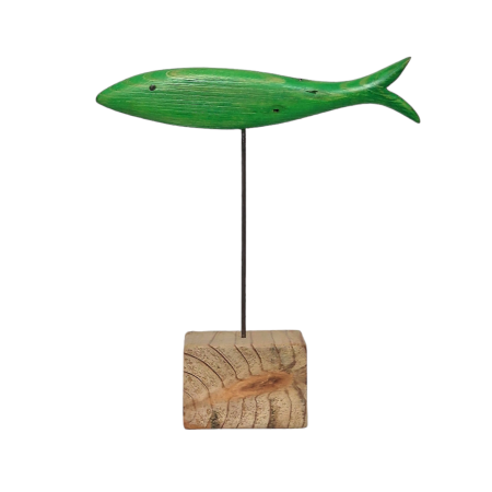 Escultura pez verde manzana