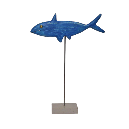 Escultura pez azul medio