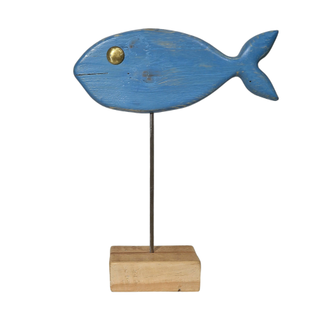 Escultura pez azul celeste