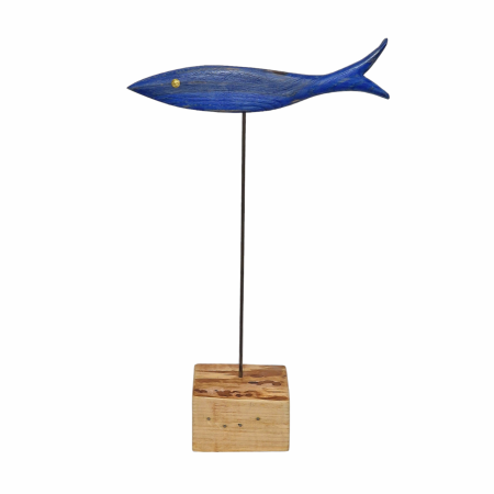 Escultura pez azul cobalto oscuro