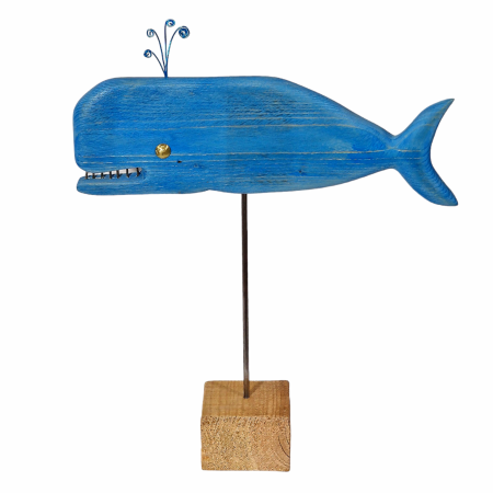 Escultura ballena azul turquesa